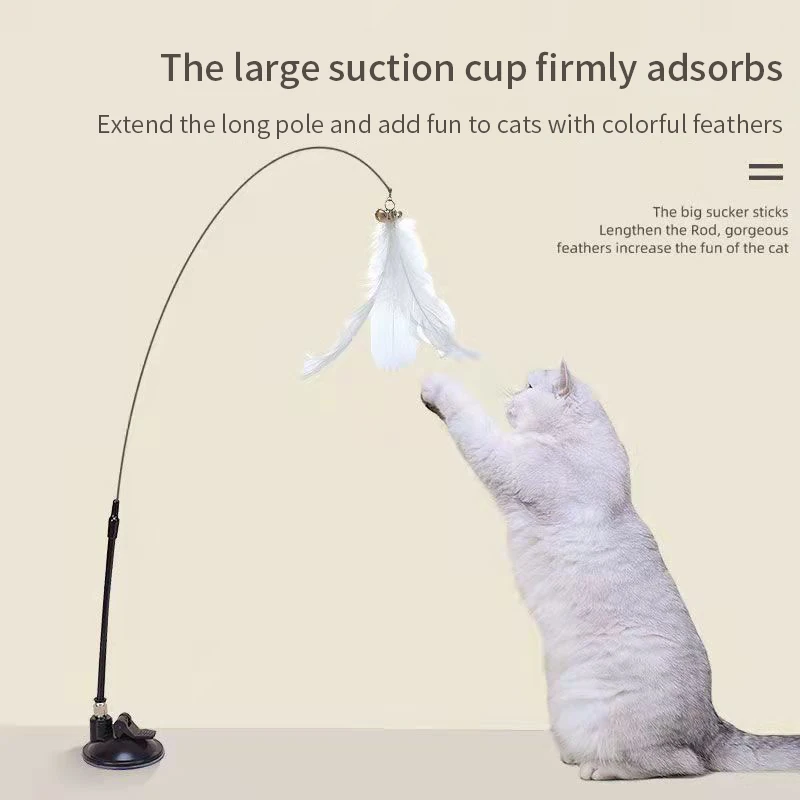 Interactive Cat Toy Handfree Cat Stick Playing Kitten Playing Teaser Wand Toy Suction Cup Bird/Feather Cat Wand Pet Supplies - Image 6