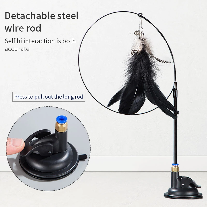 Interactive Cat Toy Handfree Cat Stick Playing Kitten Playing Teaser Wand Toy Suction Cup Bird/Feather Cat Wand Pet Supplies - Image 2